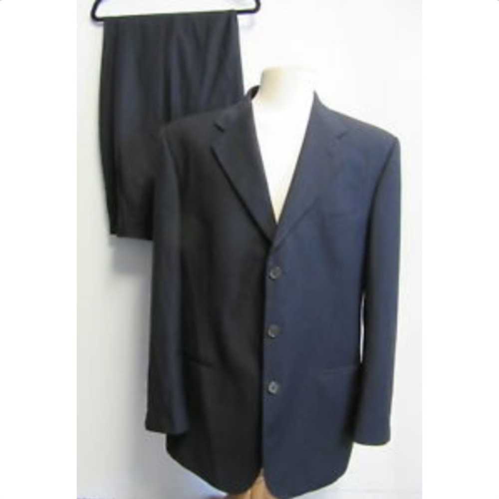 TOMBOLINI wool navy pinstripe suit  56/ 46R